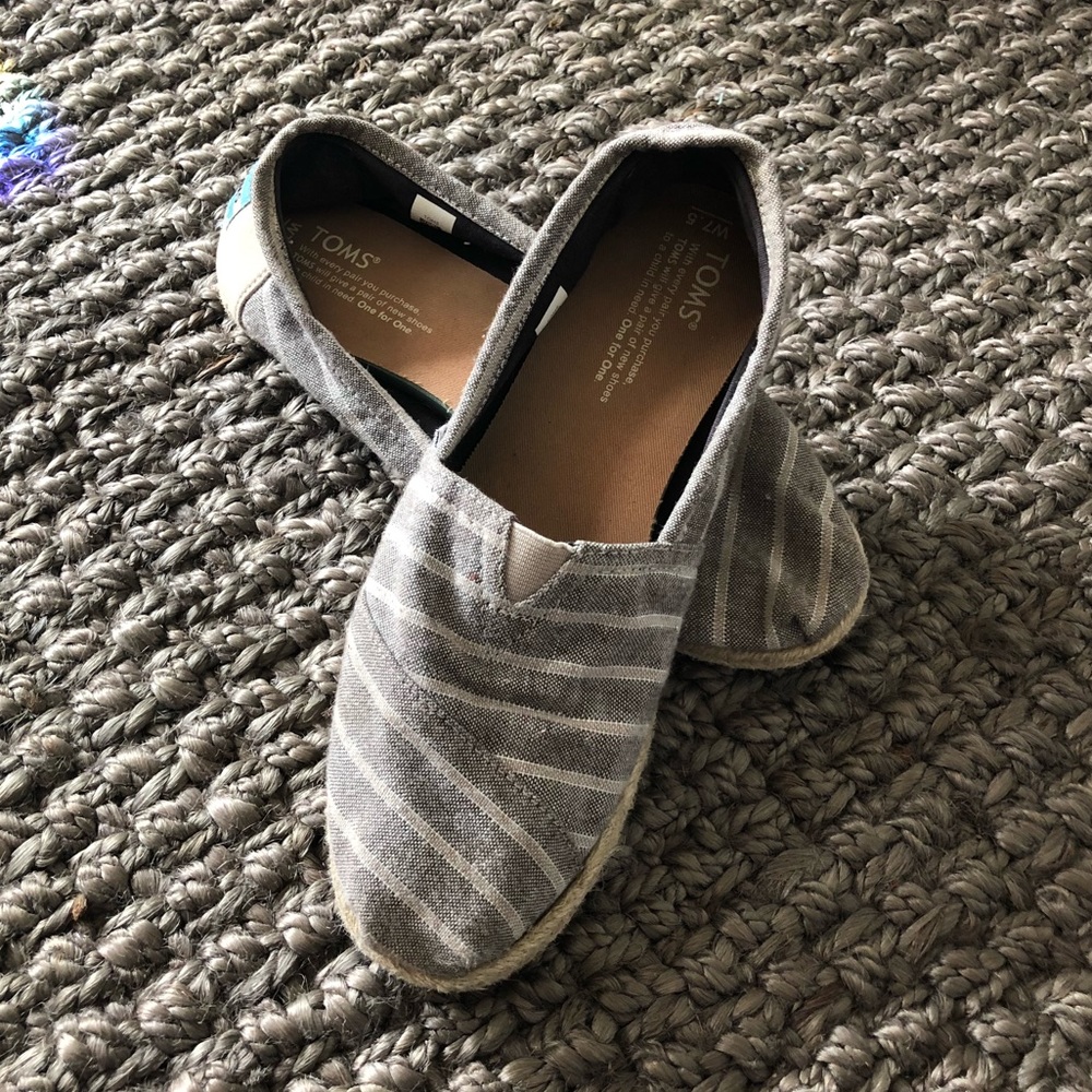 Blue-ish / Gray Striped TOMS